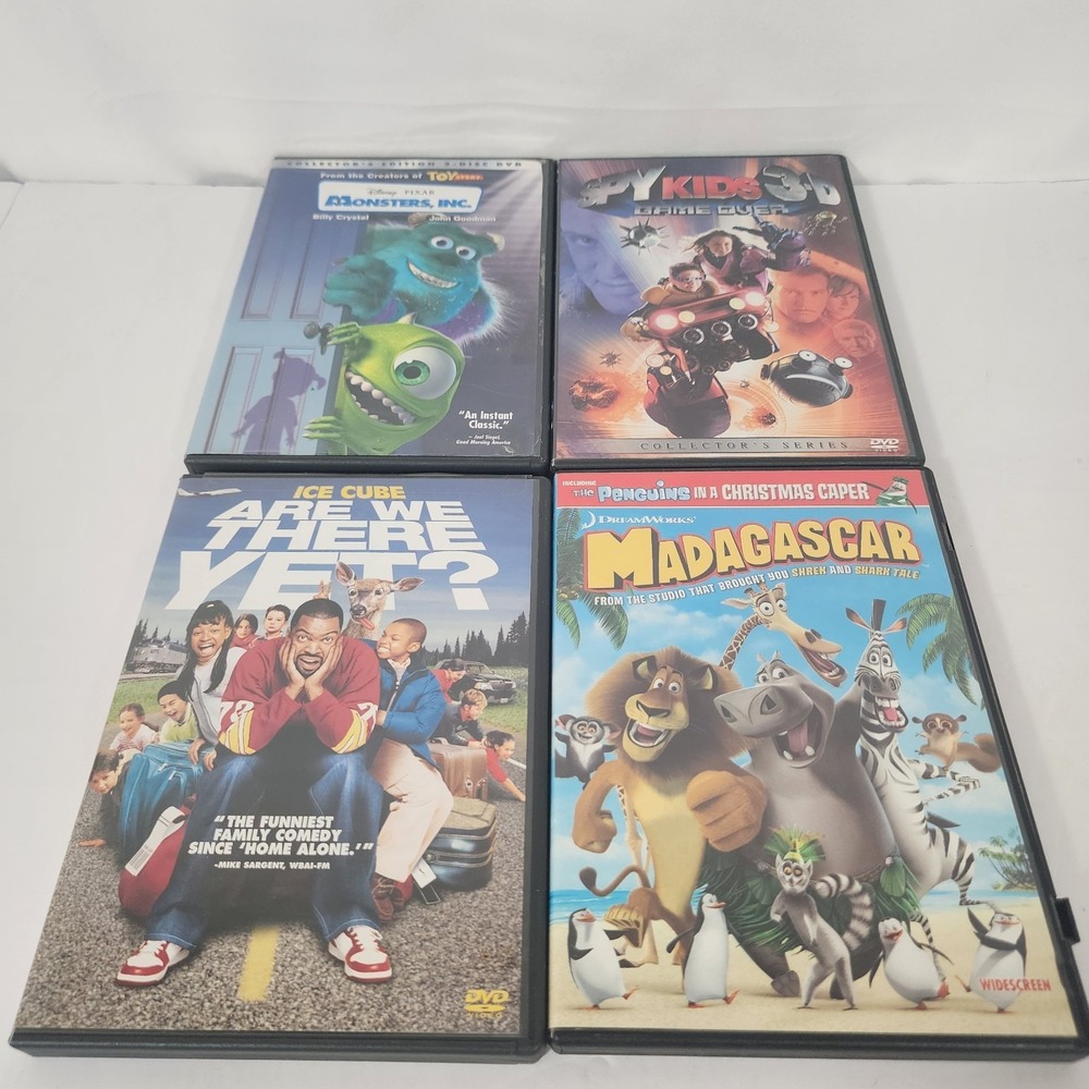 Family Kids DVD Lot Monsters Inc Madagascar Spy Kids Are We There Yet